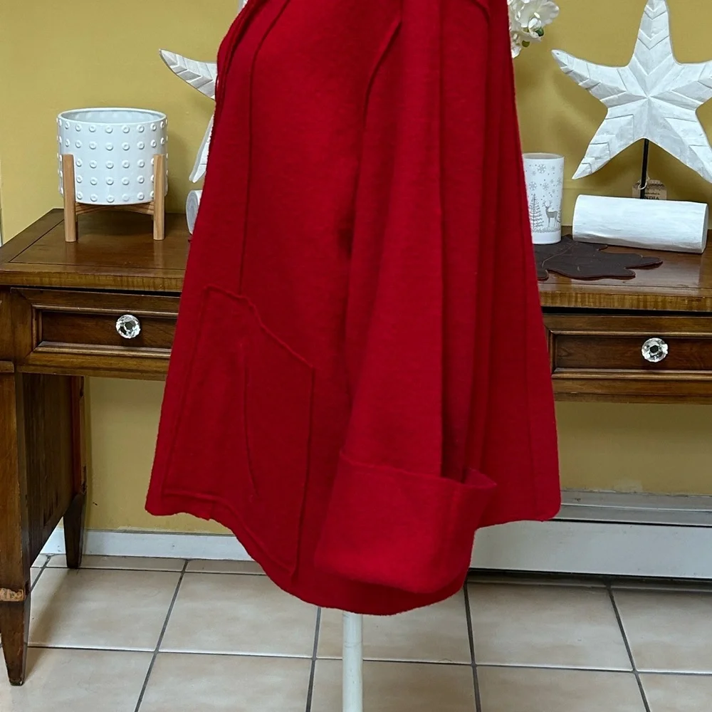 Coldwater Creek Women’s Vintage Artsy Wool Blend Red Holiday Jacket Coat Size 1X - Picture 11 of 15